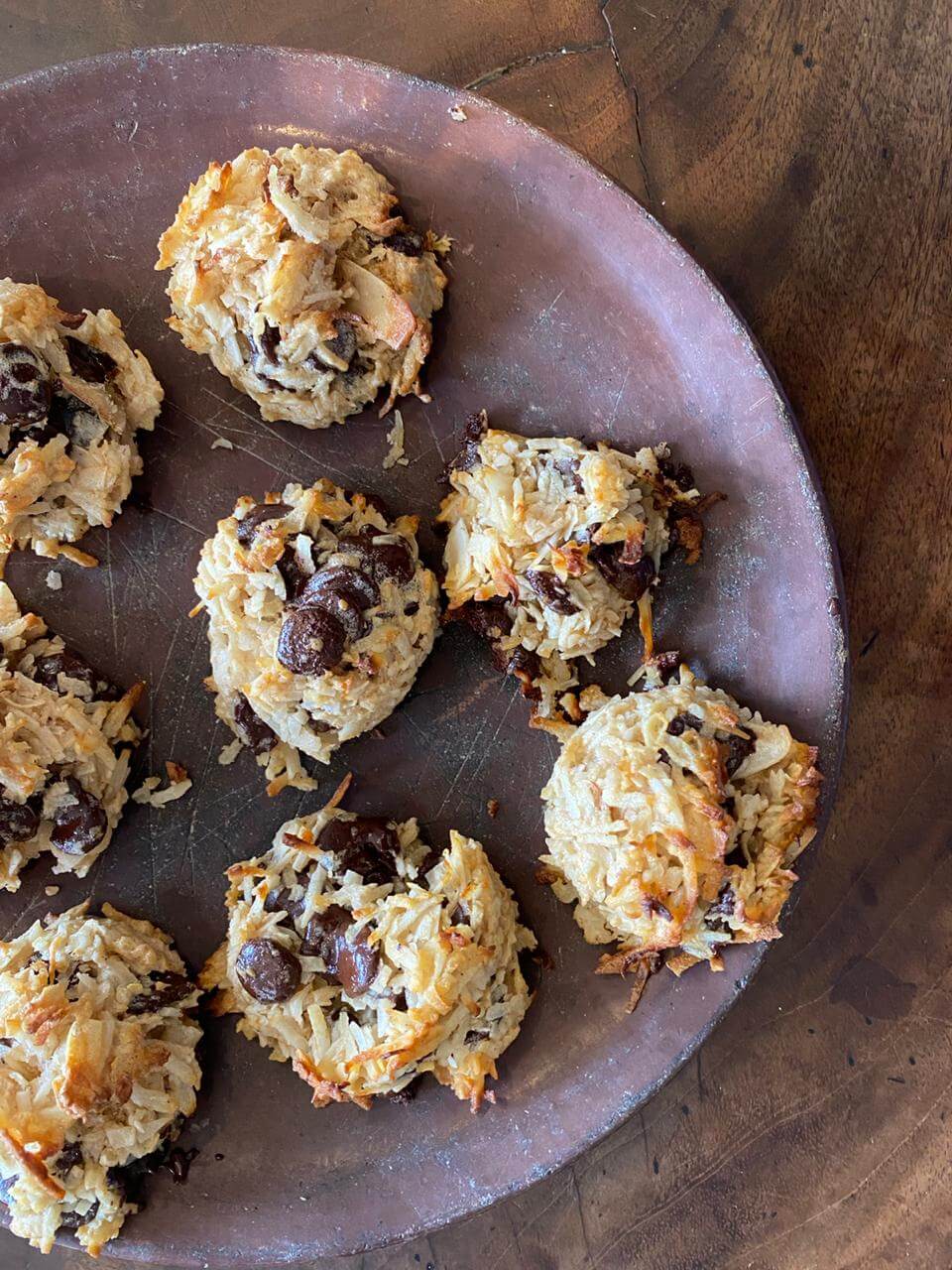 Macarrones de coco y chocolate